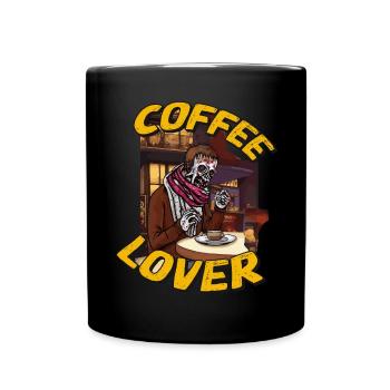 Lustiges Kaffee Design mit Zombie - Tasse einfarbig - Schwarz - Vorne