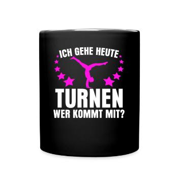 Turnen Gymnastik Turnerin - Tasse einfarbig - Schwarz - Vorne