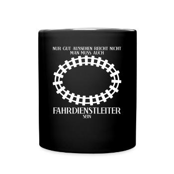 Fahrdienstleiter Züge Witz Zugführer - Tasse einfarbig - Schwarz - Vorne