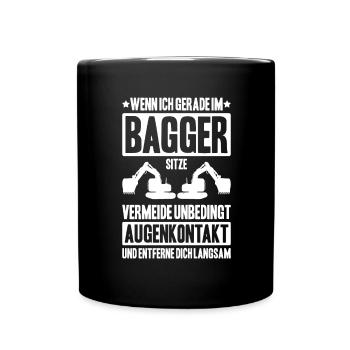 Baggerfahrer Baggerführer Heavy Equipment Operator - Tasse einfarbig - Schwarz - Vorne