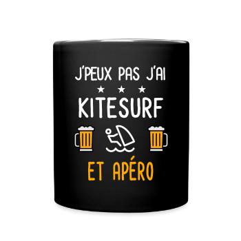 je peux pas j'ai kitesurf apéro - Mug uni - noir - Devant
