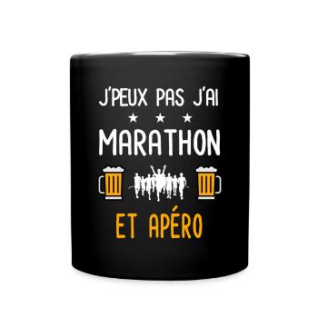 je peux pas j'ai marathon apéro - Mug uni - noir - Devant
