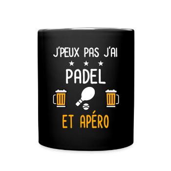 je peux pas j'ai padel raquette apéro - Mug uni - noir - Devant