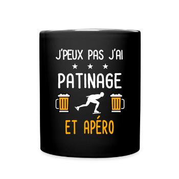 je peux pas j'ai patinage apéro - Mug uni - noir - Devant