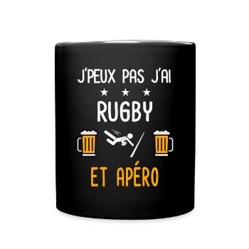je peux pas j'ai rugby apéro - Mug uni - noir - Devant