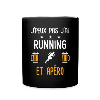 je peux pas j'ai running apéro - Mug uni - noir - Devant