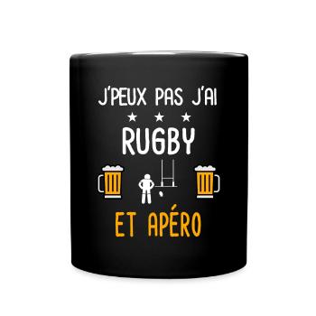 je peux pas j'ai rugby sport apéro - Mug uni - noir - Devant