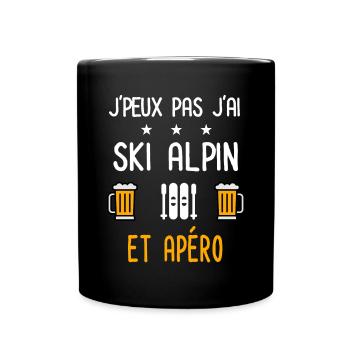 je peux pas j'ai ski alpin apéro - Mug uni - noir - Devant