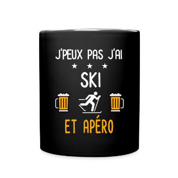 je peux pas j'ai ski skieur apéro - Mug uni - noir - Devant