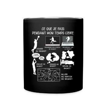 Le basket mon temps libre idée cadeau homme - Mug uni - noir - Devant