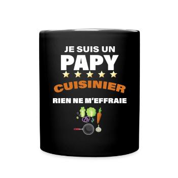 Attention C'est Papy Qui Cuisine Cadeau Homme - Mug uni - noir - Devant