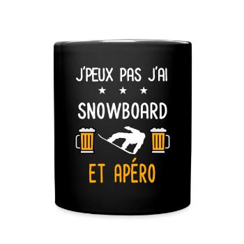 je peux pas j'ai snowboard apéro - Mug uni - noir - Devant