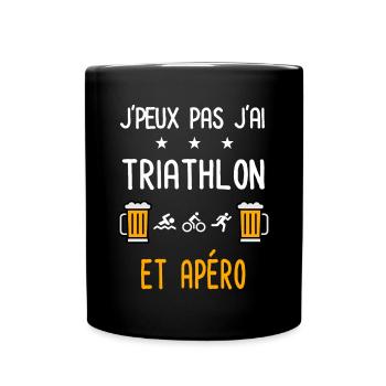 je peux pas j'ai triathlon sport apéro - Mug uni - noir - Devant