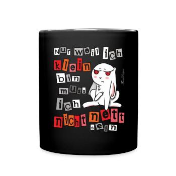 kleiner böser Hase witziger Spruch kleine Leute - Tasse einfarbig - Schwarz - Vorne