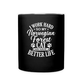 Je travaille dur pour mon chat forestier norvégien - Mug uni - noir - Devant