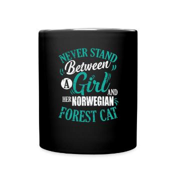 Ne vous tenez jamais entre une fille et son chat norvégien - Mug uni - noir - Devant