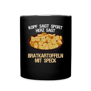 Bratkartoffeln Kartoffeln - Tasse einfarbig - Schwarz - Vorne