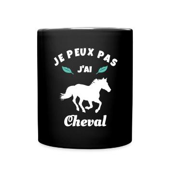 je peux pas j'ai cheval équitation - Mug uni - noir - Devant