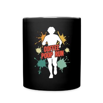 Coffee Poop Run Lustig Läufer Marathon - Tasse einfarbig - Schwarz - Vorne