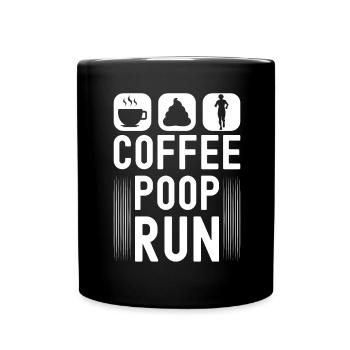 Coffee Poop Run Lustig Läufer Marathon - Tasse einfarbig - Schwarz - Vorne