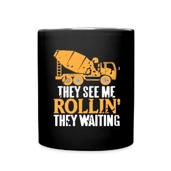 Concrete construction design for construction workers and construction site - Full Colour Mug - black - Front