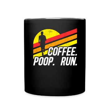 Coffee Poop Run Lustige Traillauf-Grafik - Tasse einfarbig - Schwarz - Vorne