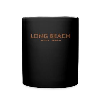 USA Stadt Koordinaten - Long Beach - Tasse einfarbig - Schwarz - Vorne