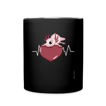 Salamandre à queue d’axolotl avec cœur amphibien à - Mug uni - noir - Devant