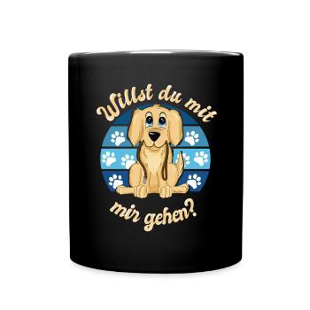 Le chiot Labrador Golden Retriever veut l’accompagner - Mug uni - noir - Devant