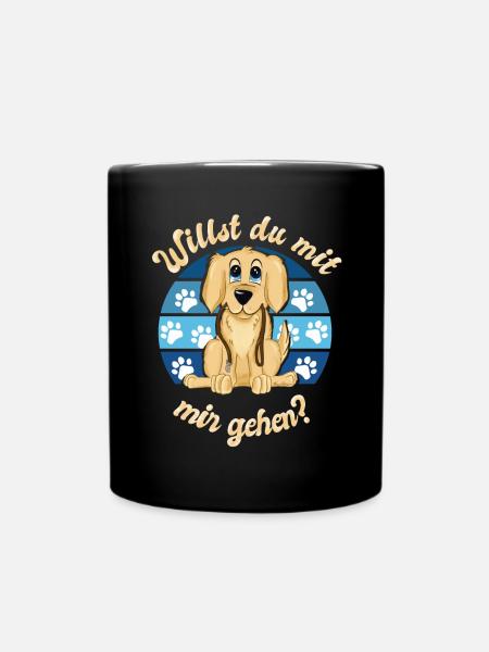 Labrador Golden Retriever puppy wants to go with him - Full Colour Mug - black