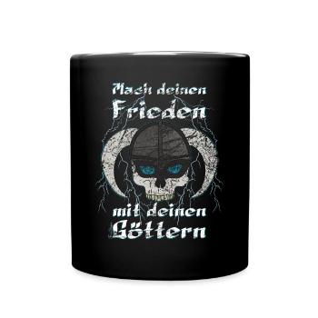 Wikinger Totenkopf , mach deinen Frieden mit - Tasse einfarbig - Schwarz - Vorne