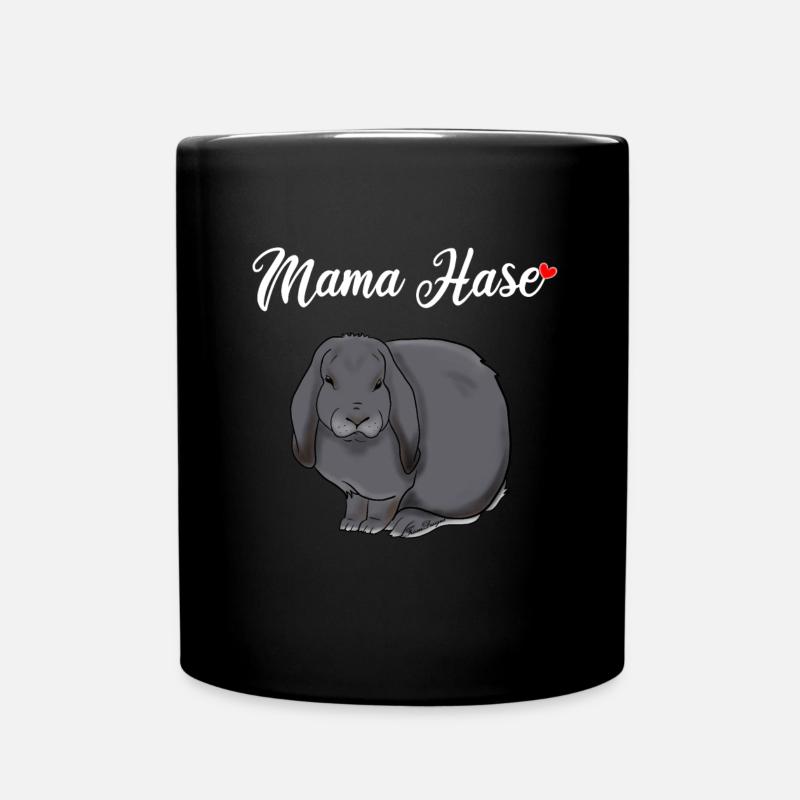Maman lapin doux bélier avec coeur un lapin et - Mug uni - noir