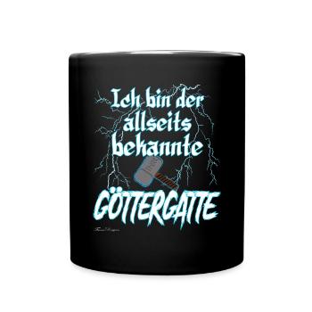 Göttergatte ein wahrlich göttlicher Ehemann - Tasse einfarbig - Schwarz - Vorne