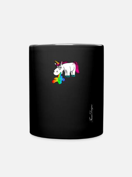 Mignonne licorne pukes arc-en-ciel coloré - Mug uni - noir