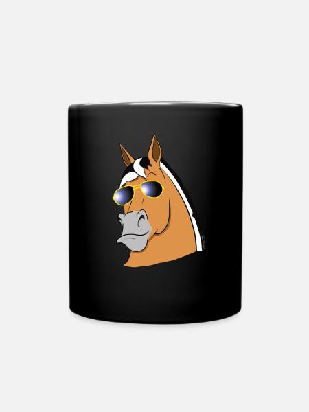 cool fjord horse with sunglasses funny fjord - Full Colour Mug - black