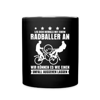 Radball Witz Radballer - Tasse einfarbig - Schwarz - Vorne
