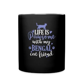 La vie est Pawsome avec mon ami chat du Bengale - Mug uni - noir - Devant