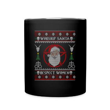 Adorer le Père Noël Respectez les femmes I Diable satanique - Mug uni - noir - Devant