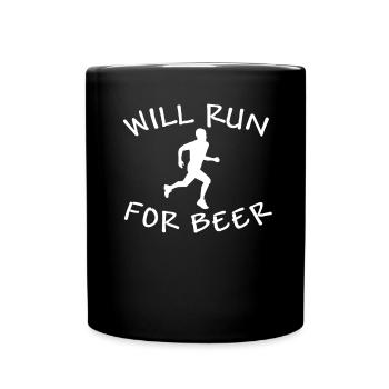Courra pour les coureurs drôles de bière - Mug uni - noir - Devant