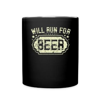 Courra pour les coureurs drôles de bière - Mug uni - noir - Devant