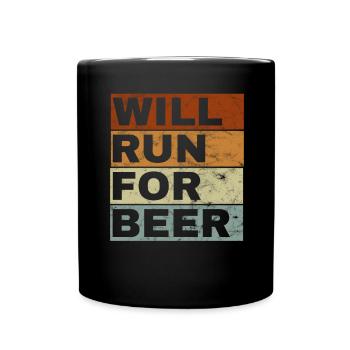 Courra pour les coureurs drôles de bière - Mug uni - noir - Devant