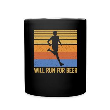 Courra pour les coureurs drôles de bière - Mug uni - noir - Devant