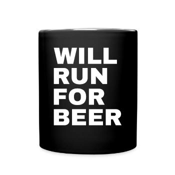 Courra pour les coureurs drôles de bière - Mug uni - noir - Devant