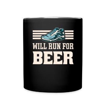 Courra pour les coureurs drôles de bière - Mug uni - noir - Devant