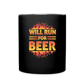 Courra pour les coureurs drôles de bière - Mug uni - noir - Devant