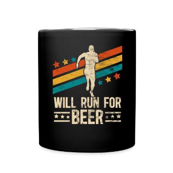 Courra pour les coureurs drôles de bière - Mug uni - noir - Devant