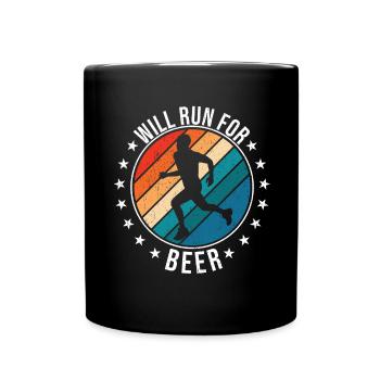 Courra pour les coureurs drôles de bière - Mug uni - noir - Devant