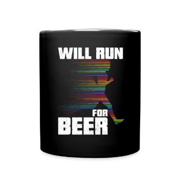 Courra pour les coureurs drôles de bière - Mug uni - noir - Devant