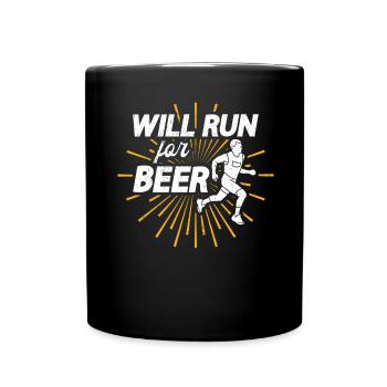 Courra pour les coureurs drôles de bière - Mug uni - noir - Devant