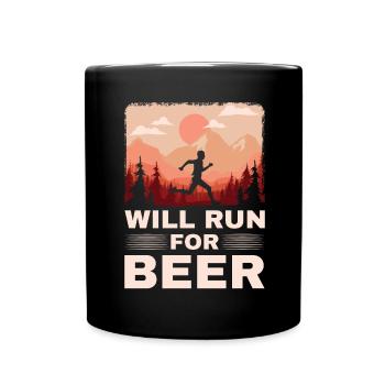 Courra pour les coureurs drôles de bière - Mug uni - noir - Devant